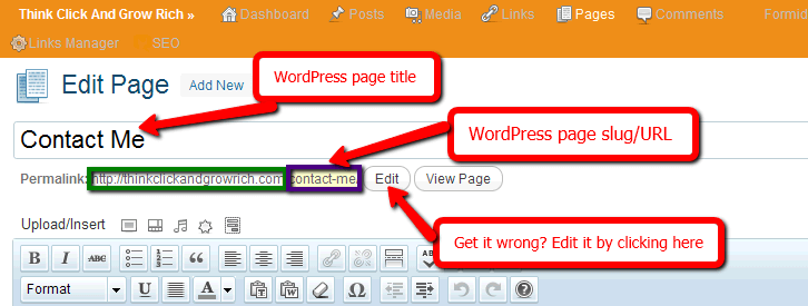 WordPress Page Title URL Slug