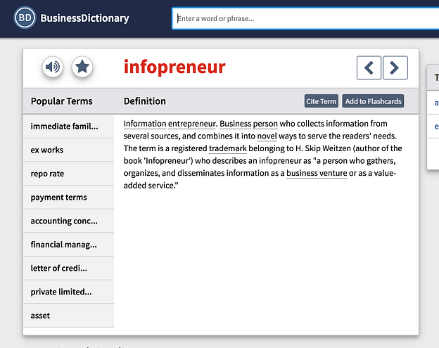 Infopreneur definition
